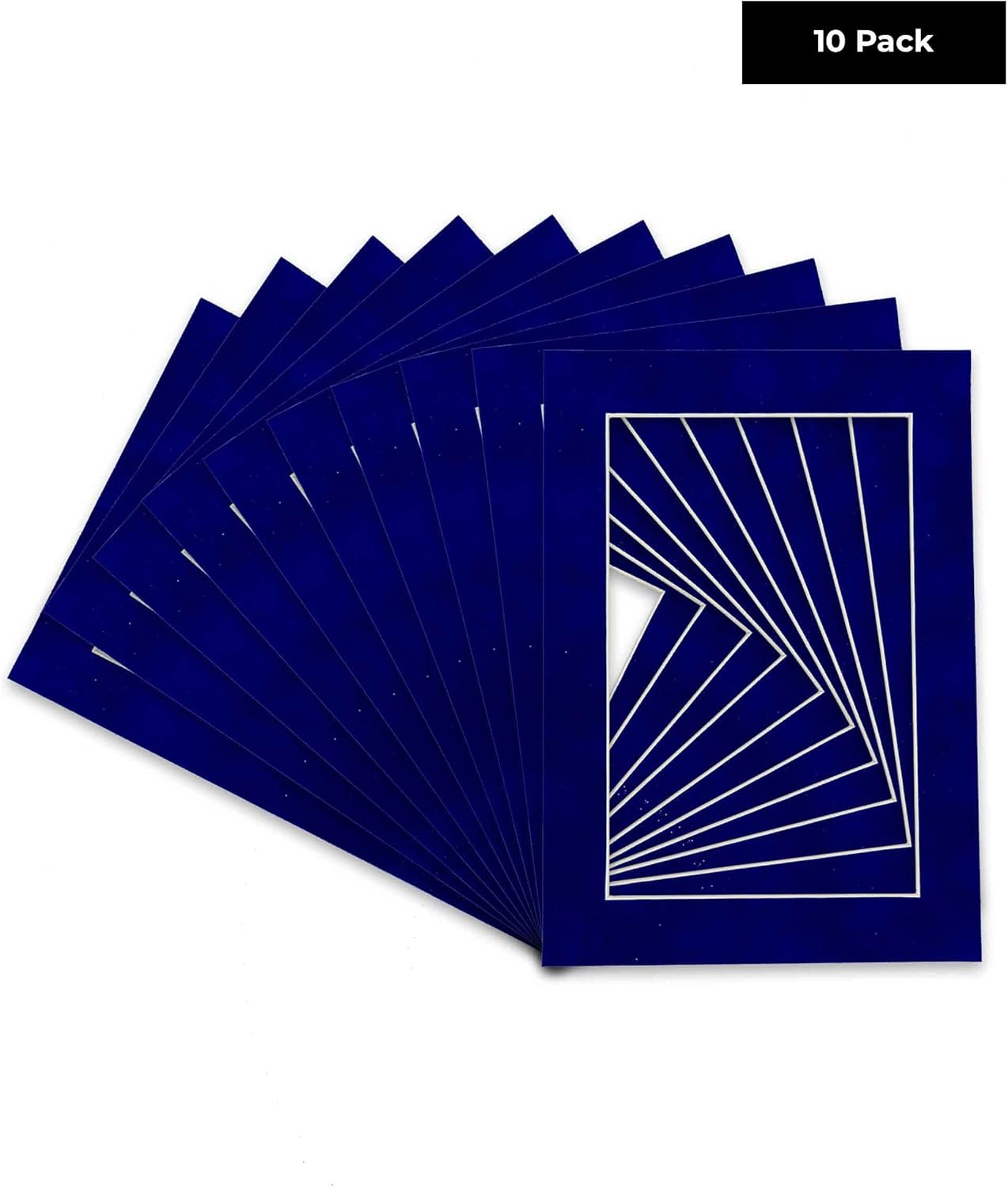 Pack of TEN 8x10 Mats Bevel Cut for 5x8 Photos - Acid Free Royal Blue Suede Precut Matboards For Pictures, Photos, Framing - 4-ply Thickness