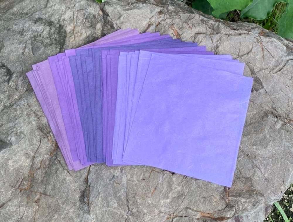 50 Sheets 6 x 6 Inches Natural Fiber Mulberry paper Sheets Square Origami Paper Arts Folding Craft, Decoration Paper, Square Folding Paper for DIY Crafts (Lavender Tone, 6x6 Inch)