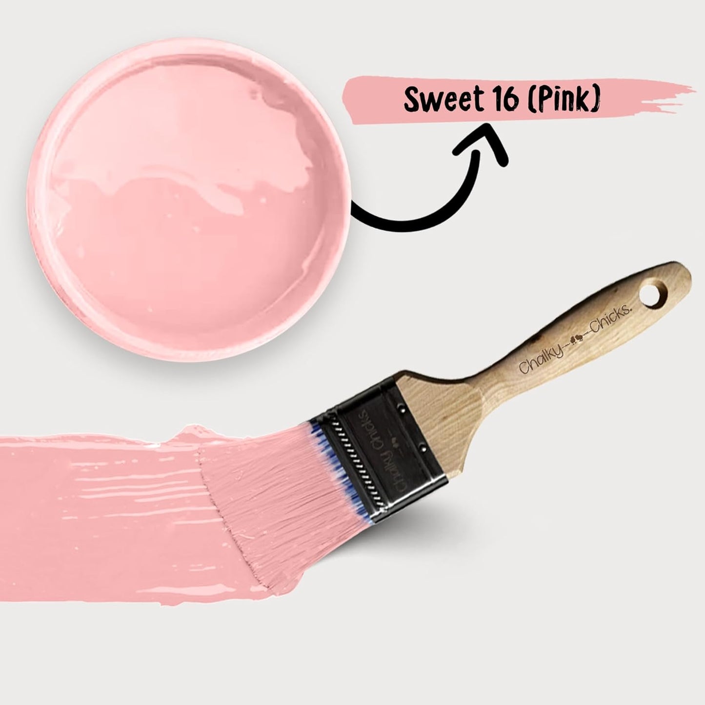 Chalky Chicks All-in-One Chalk Paint for Furniture or Cabinet - 8 Fl Oz - Matte Finish Sweet 16 (Pink) for Metal, Wood Furniture Paint - No Sanding All-in-One for Home Decor & Crafts, USA Made