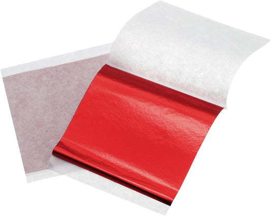 uxcell 100pcs Leaf Sheets, 3.5" x 3.5" Foil Sheets Paper Sheets for DIY Crafts Painting Nails Resin Furniture Decoration(Double Red)