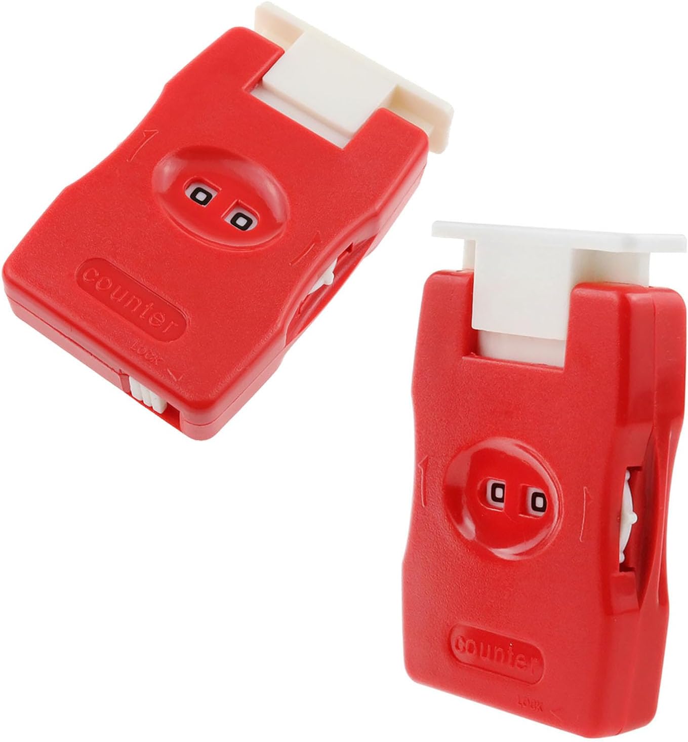 Xhziy Knitting Counter Mini Crochet Counter Knitted Manual Finger Counter Knitting Marking Tool (Red) 2pcs