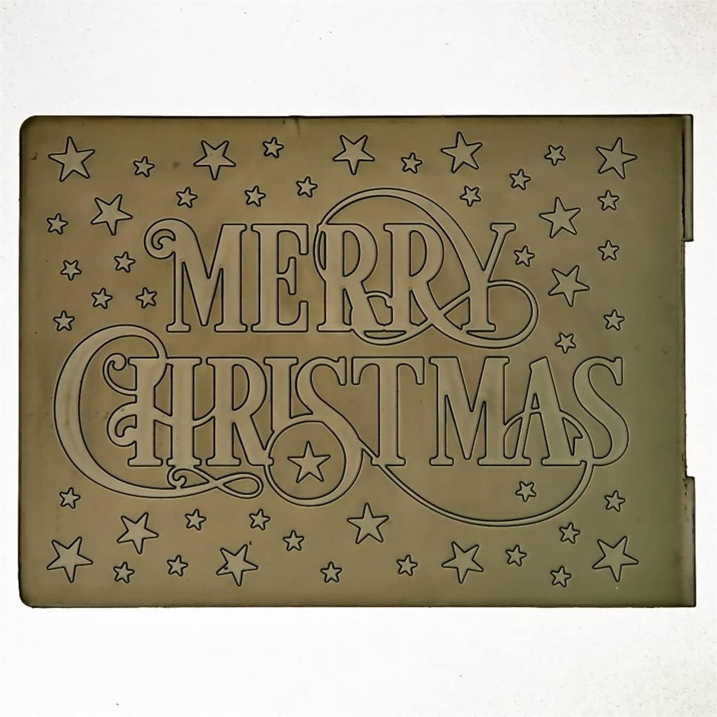Words Merry Christmas Star Background Plastic Embossing Folders for Card Making Scrapbooking and Other Paper Crafts 2101046