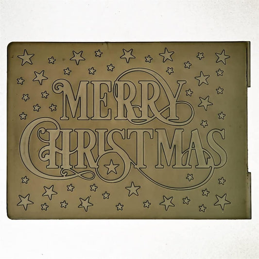 Words Merry Christmas Star Background Plastic Embossing Folders for Card Making Scrapbooking and Other Paper Crafts 2101046