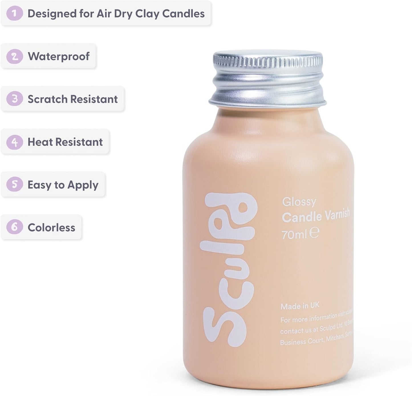 Sculpd Clear Glaze for Air Dry Clay and Acrylic Paint, Create Waterproof Pottery from Home, Gloss Candle Varnish