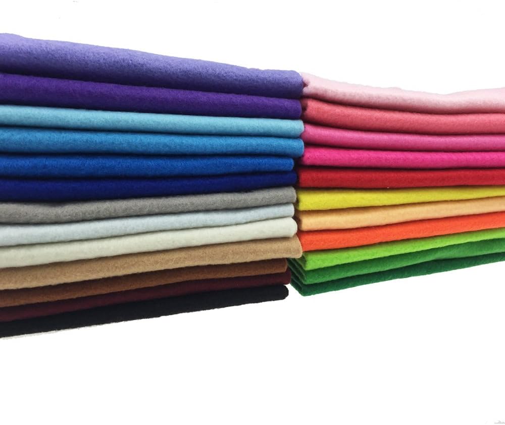 24pcs Thick 1.4mm Soft Felt Fabric Sheet Assorted Color Felt Pack DIY Craft Sewing Squares Nonwoven Patchwork (15 * 15cm)