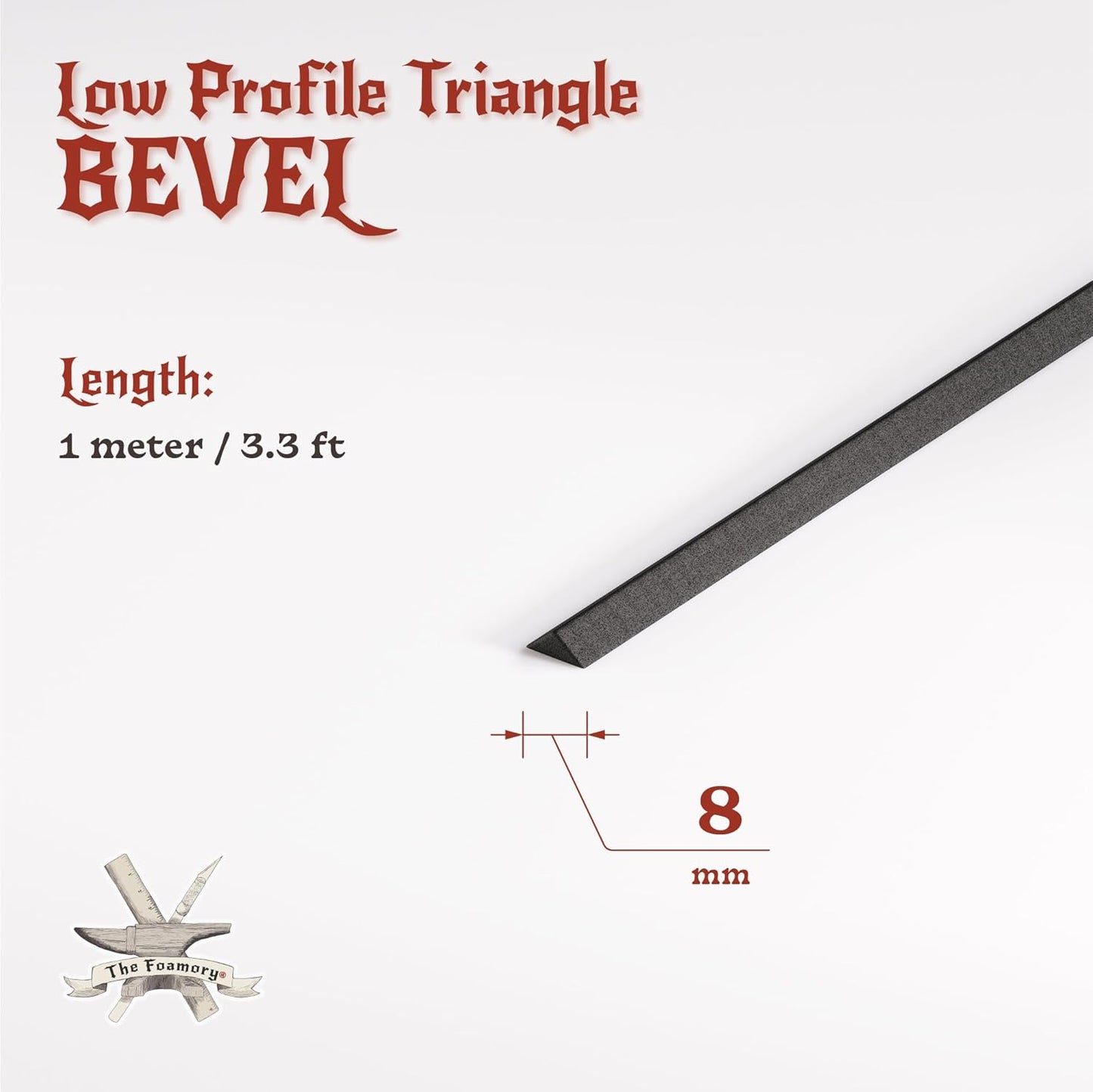 The Foamory's Instant Edge EVA Foam Bevel. Pre Cut Low Profile Triangle 3 Pack 5-30mm x 1M Black EVA Beveled Trim Save Time on Cosplay Costumes and Armor Detail. High Density 85kg/m³ Craft Foam Dowel