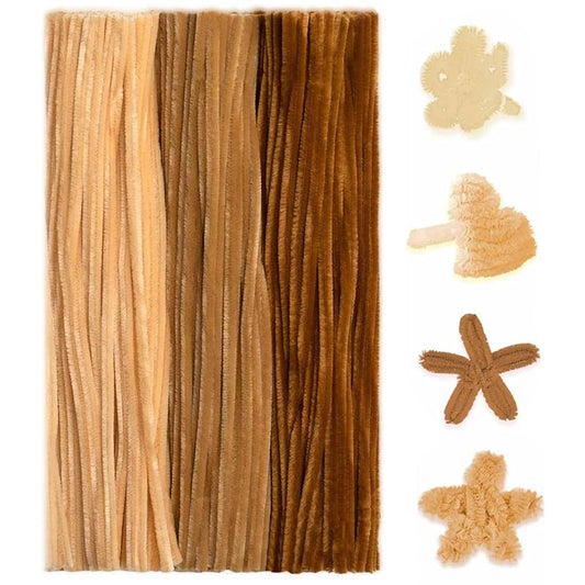 300 Pieces Pipe Cleaners Chenille Stem, 3 Pastel Candy Color Pipe Cleaners Set for Pipe Cleaners DIY Arts Crafts Decorations, Chenille Stems Pipe Cleaners (Brown)