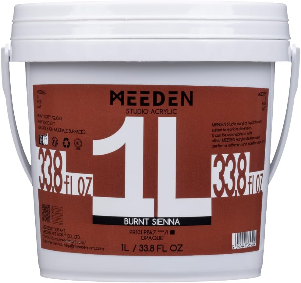 MEEDEN Burnt Sienna Acrylic Paint: 1 L /33.8 oz Heavy Body Gloss Non-Toxic - Thick Red Paints for Canvas Crafts Wood Metal Plastic Wall