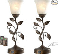 Set of 2 Touch Farmhouse Bedroom Table Lamps, Nightstand Vintage Flower Lamps by RORIANO