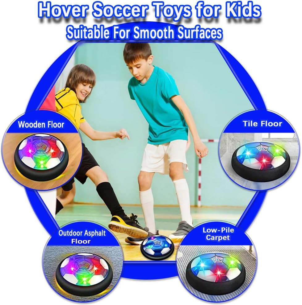 VNVDFLM Hover Soccer Ball Toys for Boys Girls,Rechargeable Floating Soccer Ball with Led Lights and Foam Cushion,Indoor Air Football Game Perfect Birthday for Kids Age 3-9（Black）