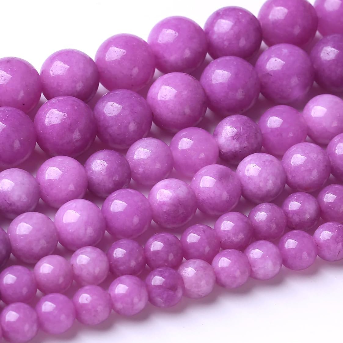 90PCS 4MM Natural Purple Jade Beads Round Loose Stone Beads for Jewelry Making DIY Energy Stone Healing Power Bracelet 15"