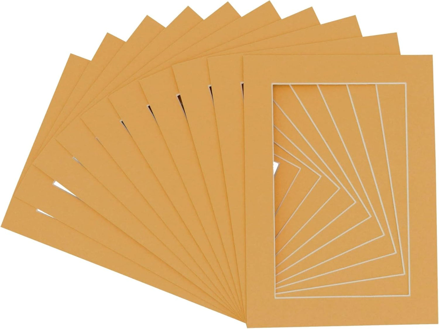 Pack of Ten Acid Free 8x10 Mats Bevel Cut for 6x8 Photos - Topaz Orange Precut Matboards With Backing Boards and Self Seal Photo Mat Bags For Pictures, Photos, Framing - 4-ply Thickness
