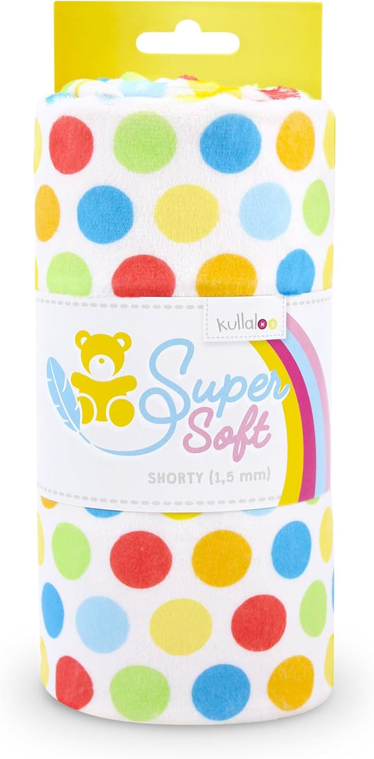 kullaloo Plush Fabric | Patterned Minky Fabric for Sewing Hula DOTS Multi | Super Soft Cuddle Material | 39.5x29.5 | Plushies, Baby Blankets, Pillows, Dog Beds, Beanies, Baby Accessories, Apparel