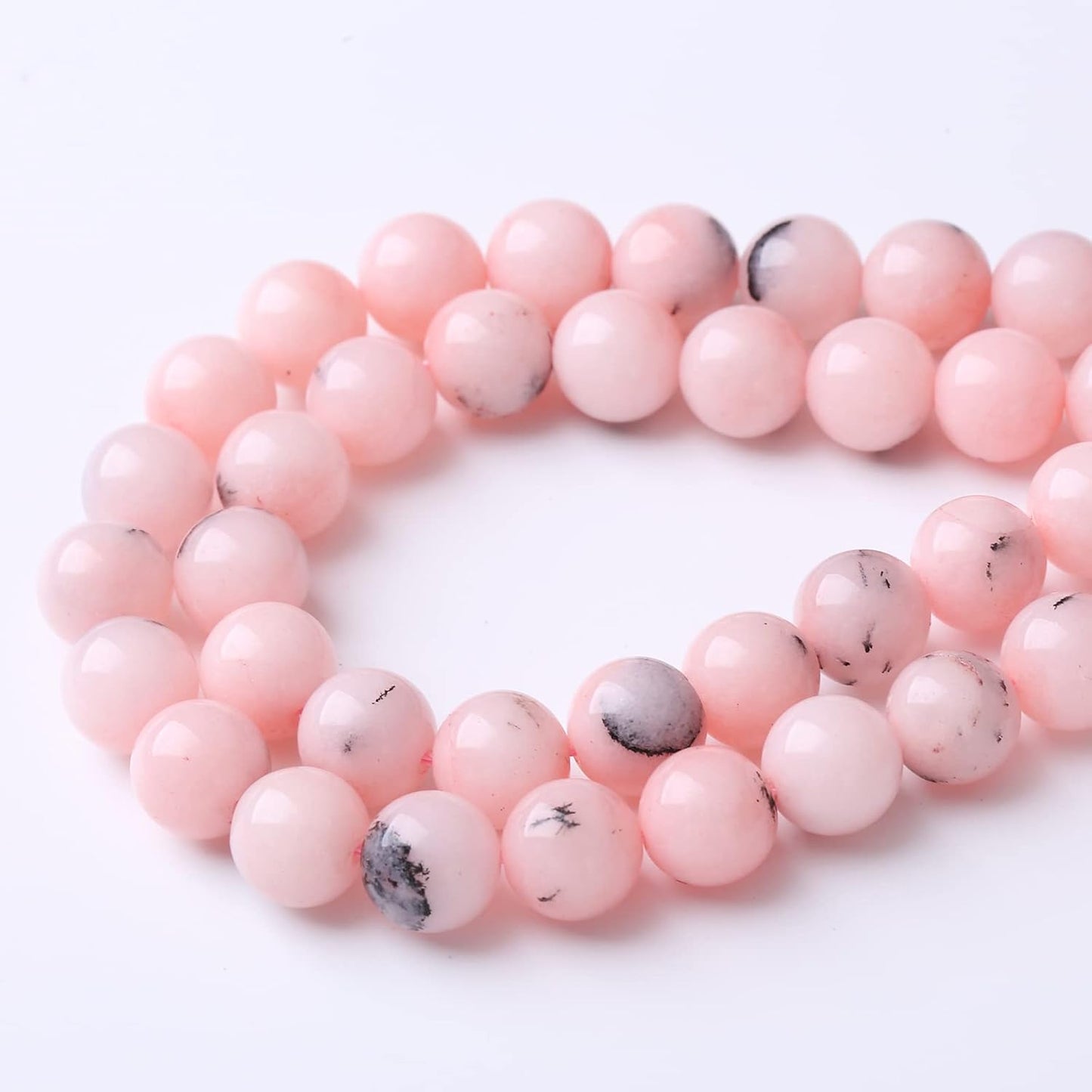 32PCS 12MM Natural Pink Opal Stone Beads for Jewelry Making DIY Energy Stone Healing Power Bracelet 15"