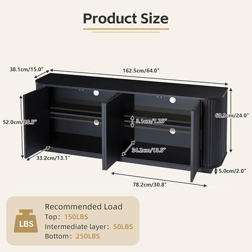 64'' Fluted TV Stand for TVs up to 75'', Modern Long Media Console - Image 2