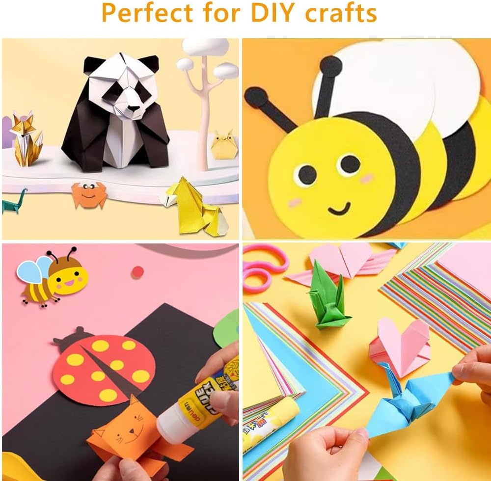 A4 Origami Paper Colorful 100 Sheets, 8.27×11.7 inch Double Sided Color Easy Fold Big Origami Paper A4 Colored Copy Papers Thin 70gsm for Beginners, DIY handwork Art Craft Projects (210 x 297 mm)