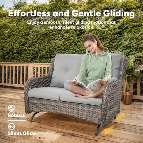 Belord 4 Piece Patio Wicker Furniture Set, Outdoor Swivel Rocker Chairs - Image 3