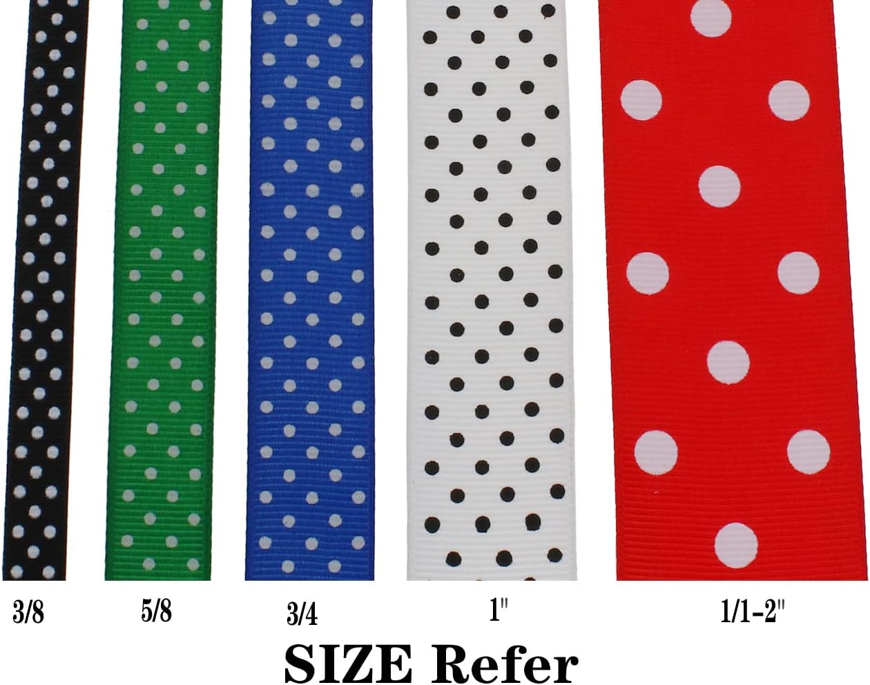 Polka Dot Grosgrain Ribbon 25 Yard Each Roll 100% Polyester (1", White)
