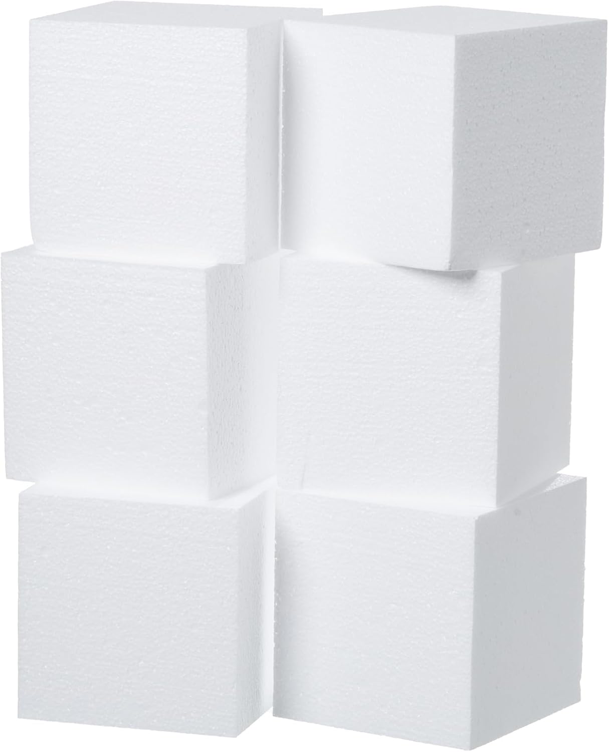 Crafare 4x4x4inch Square Foam Blocks 6 Pack Polystyrene Foam Cubes for Craft Arts School Projects Sculptures Floral Arrangements Modeling and Centerpieces