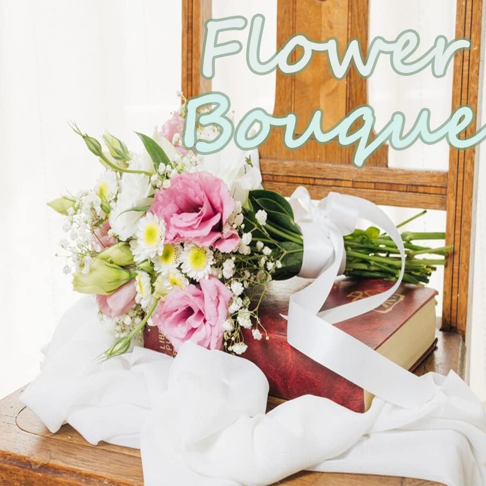 1" Width x 50 Yards Satin Fabric Ribbon, White Ribbon Perfect for DIY Bows, Swags, Gift Wrapping, Craft, Flower Bouquet，Christmas and Party Decoration