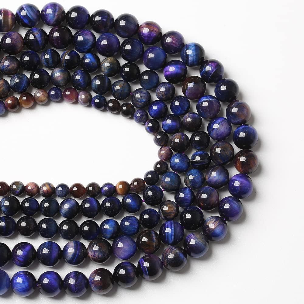 90pcs 4mm AAA Natural Tiger Eye Stone Beads Gemstone Round Spacer Loose Beads for Jewelry Making DIY Bracelet,Necklace(Galaxy Tiger Eye Stone, 4mm)