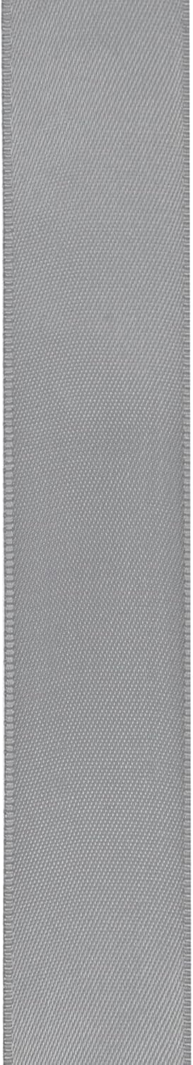 LIUYAXI Silver Stain Ribbon, 5/8" X Continuous 50 Yards, Double Faced Fabric Ribbon Perfect for Gift Wrapping Wedding Birthday Party Christmas Hair Floral Craft Baby Shower