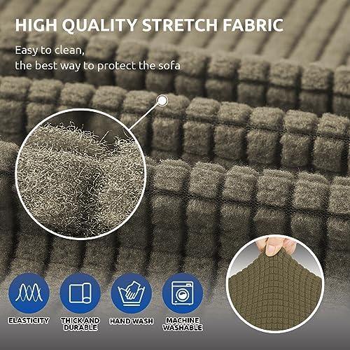 KEKUOU Stretch Couch Covers for Sofa, 3 Cushion Couch Slipcover - Image 5