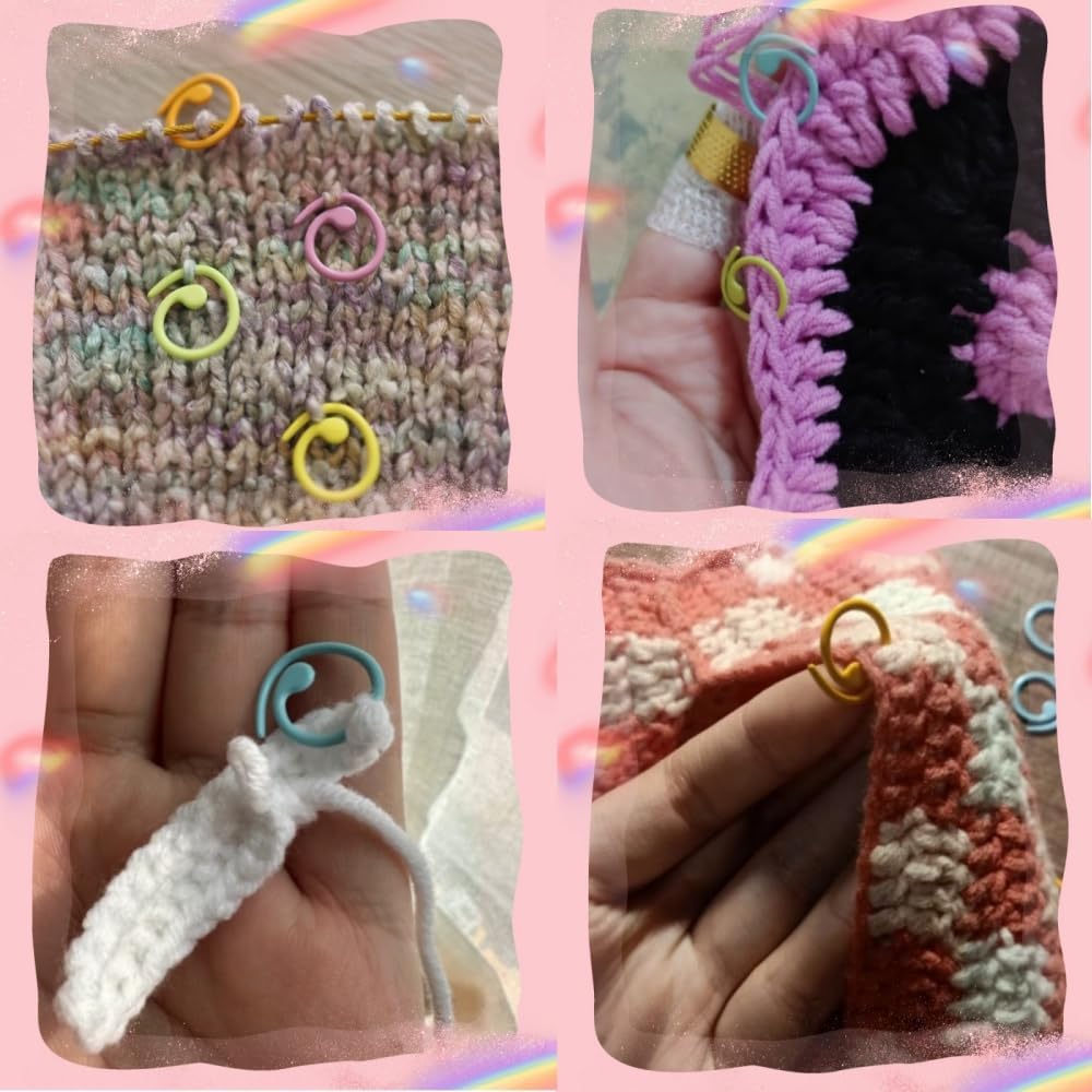 Hilsayum 30PCS Metal Stitch Markers Helical-Shaped Crochet Markers Ring Multicolor Crochet Locking Markers for Knitting and Crocheting (Multicolor)