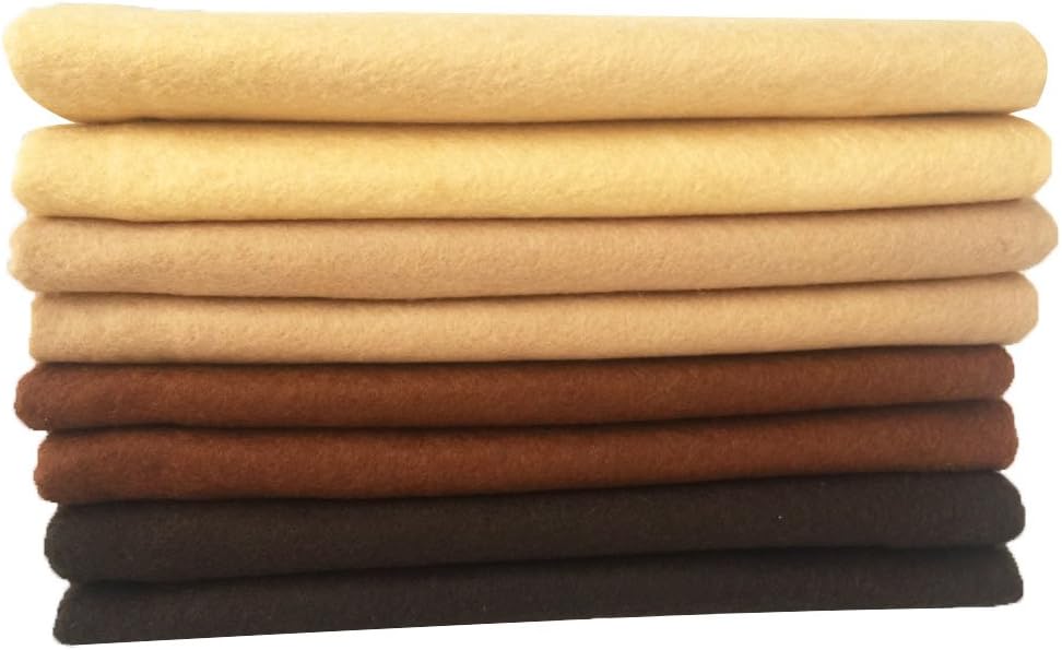 4pcs Thick 1.4mm Soft Felt Fabric Sheet Assorted Color Felt Pack DIY Craft Sewing Squares Nonwoven Patchwork (92x90cm Brown)