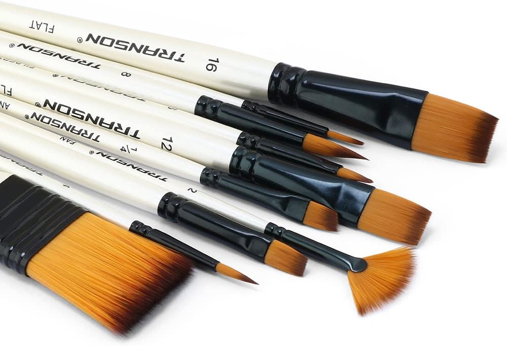 Transon Paint Brush Kit 10pcs Art Brushes and 1 Paint Spatula with Brush Case