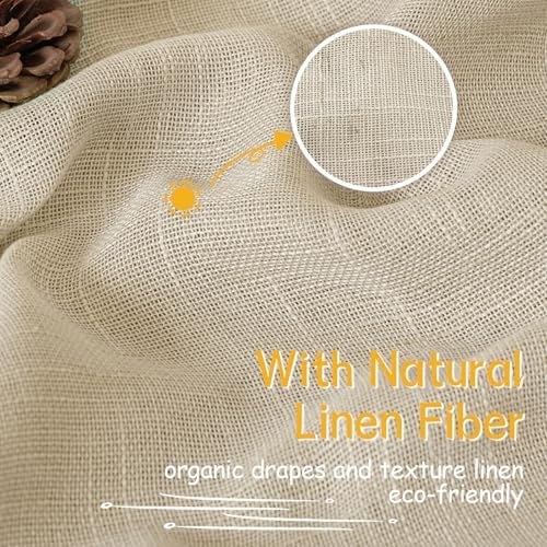 YoungsTex Oatmeal Linen Sheer Curtains 40 Inch Length fo Kitchen Window - Image 4