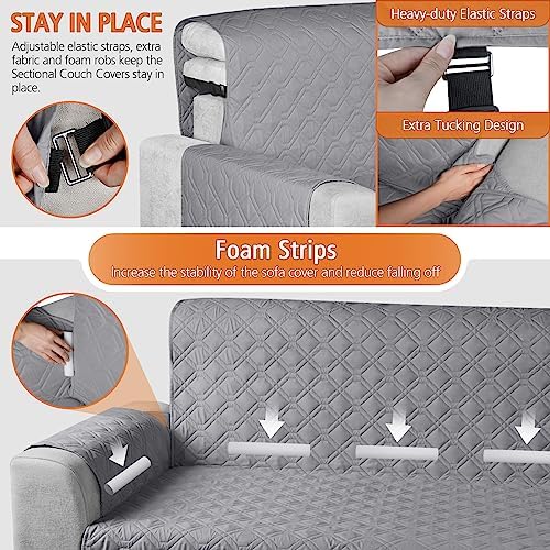 VANSOFY Upgraded Sectional Couch Covers 100% Waterproof L Shaped Sofa Slipcover - Image 5