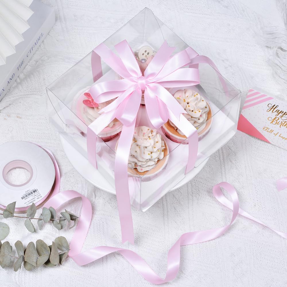 YAMA Light Pink Double Face Satin Ribbon 5/8 Inch 25 Yards Baby Pink Ribbon for Gift Package Wrapping,Floral Design,Hair Bow Clip Making,Crafting,Sewing,Wedding Decor