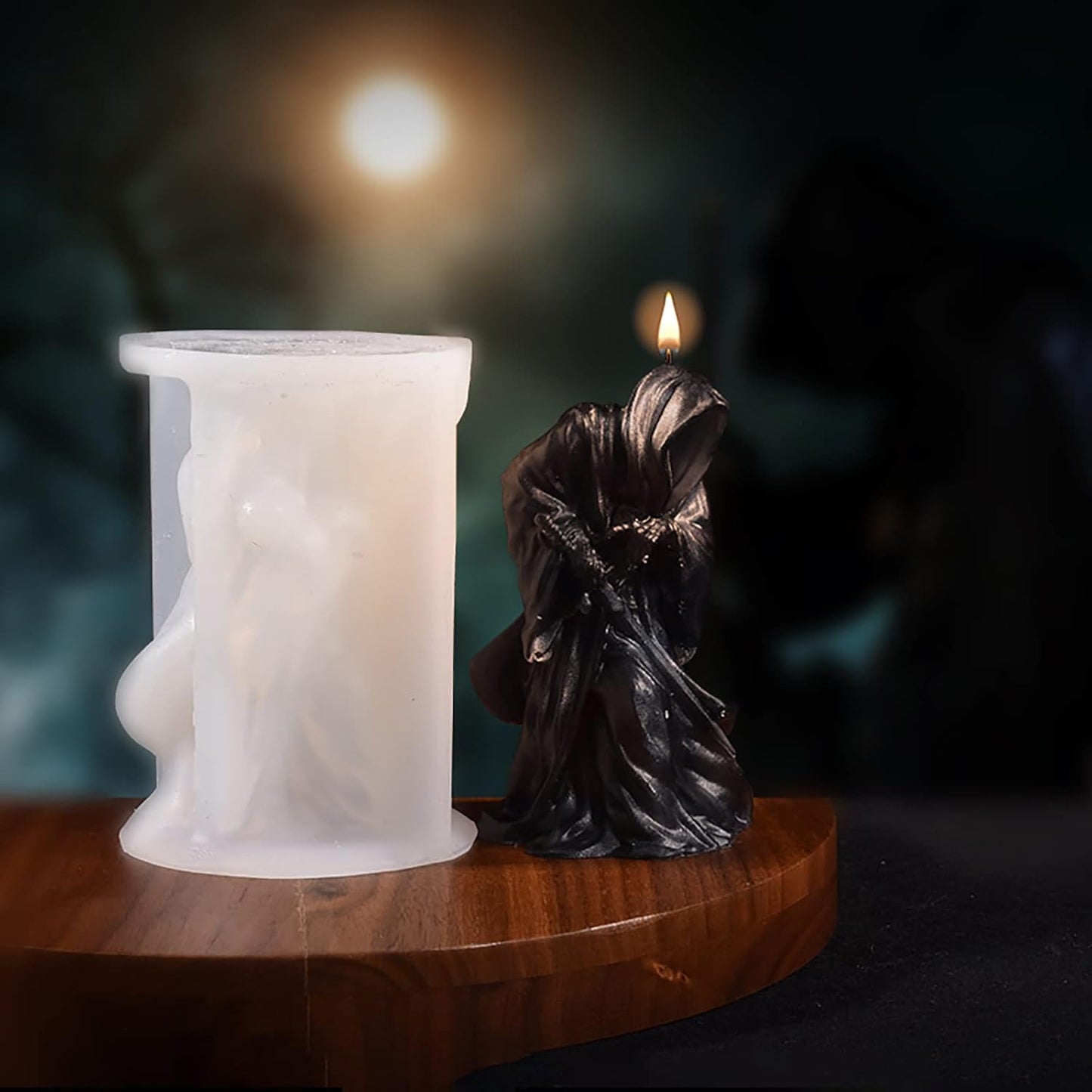 6 Inch Shadow Man Candle Mold Skull Head Candle Mold Skull Candle Making Molds Sword Man Soap Making Molds Silicone Mold for Candles Resin Mold Chocolate Silicone Mold Chocolate Mold