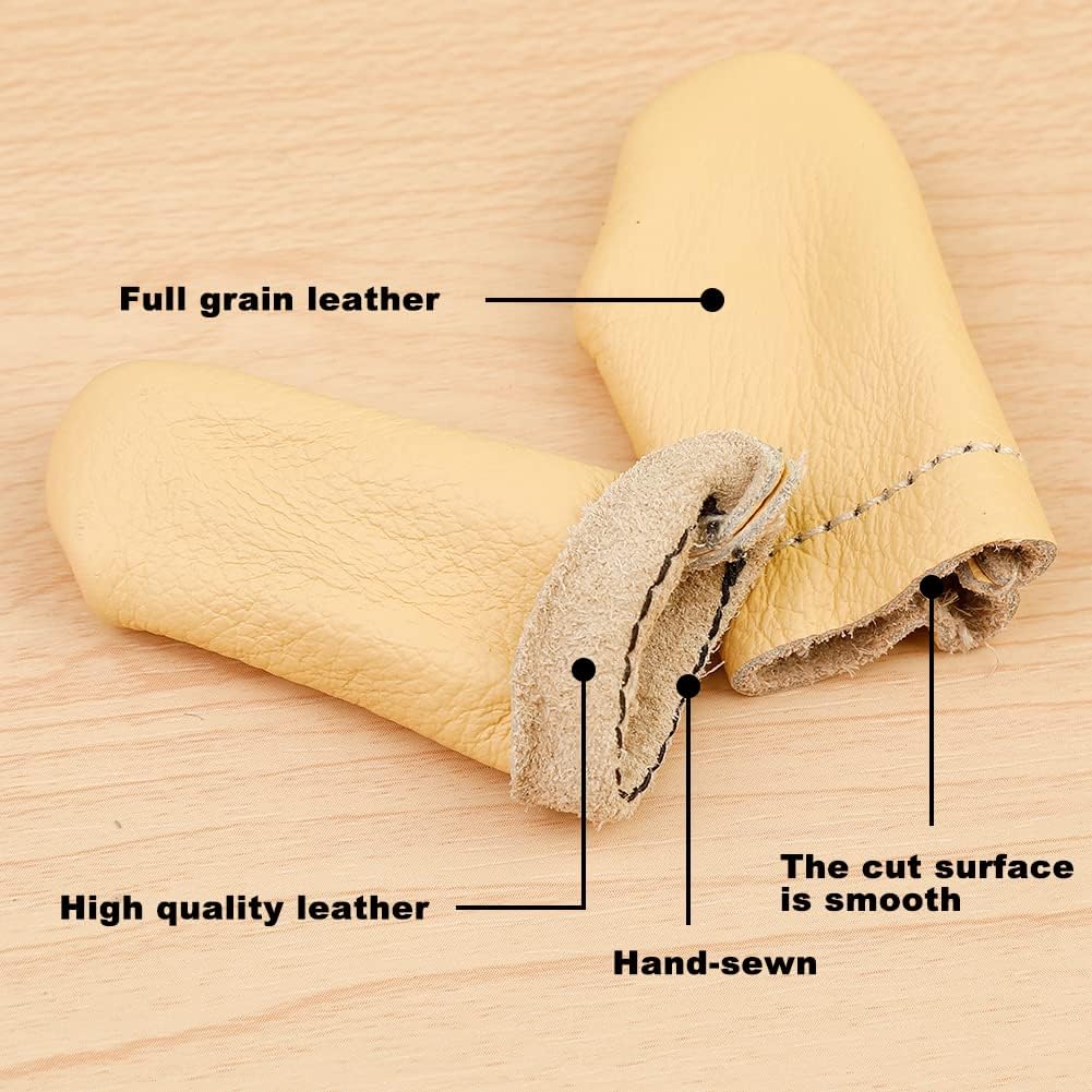 2 Pairs Leather Finger Protector Needle Felting Knitting Finger Thimble Guards Tools for Hand Craft Sewing Needlework Handmaking(Random Color)