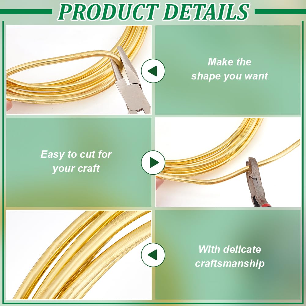 BENECREAT 9.84 Feet Bare Solid Brass Wire, 6 Gauge Round Soft Brass Wire Pure Brass Wire for Jewelry Making Craft Gem Wrapping