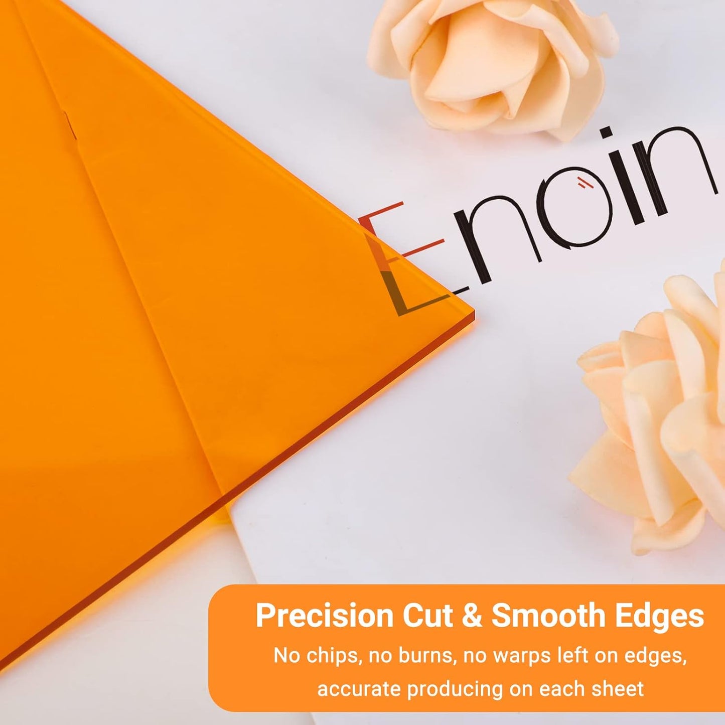 Enoin 2 Pack 12x16 Translucent Orange Acrylic Sheet - Cut to Size Plexiglass Sheets 1/8 inch Thick, Colored Plastic Board Panel for Art Craft, DIY, Painting