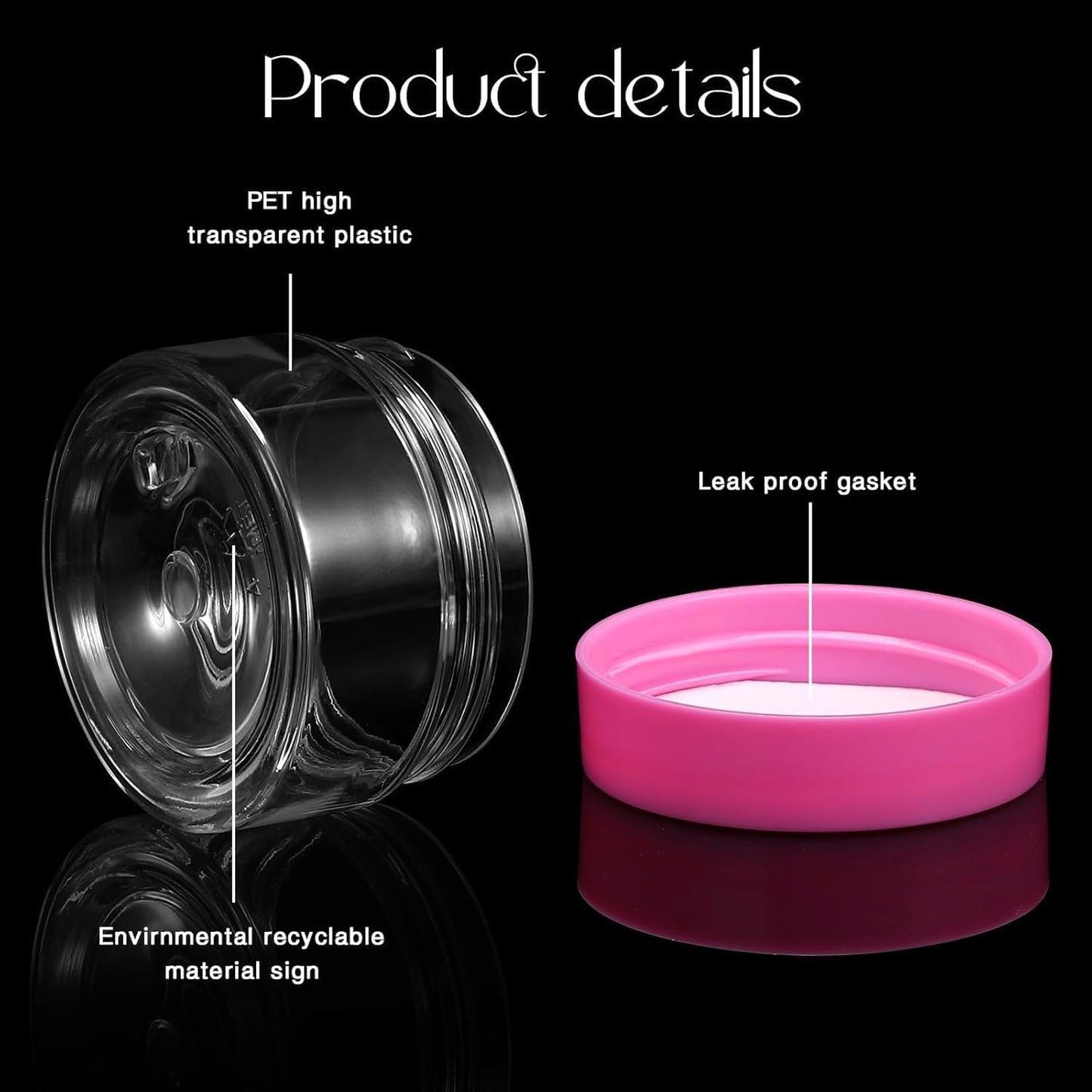 SATINIOR 24 Pieces Empty Clear Plastic Jars with Lids Round Storage Containers Wide Mouth for Beauty Product Cosmetic Cream Lotion Liquid Butter Craft and Food(Pink Lid,4 oz)