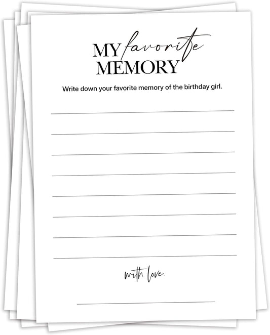 Birthday Party Games, My Favorite Memory, 25 Pcs Card Set for Guests, Fun Birthday Game for Teen Adults – A06