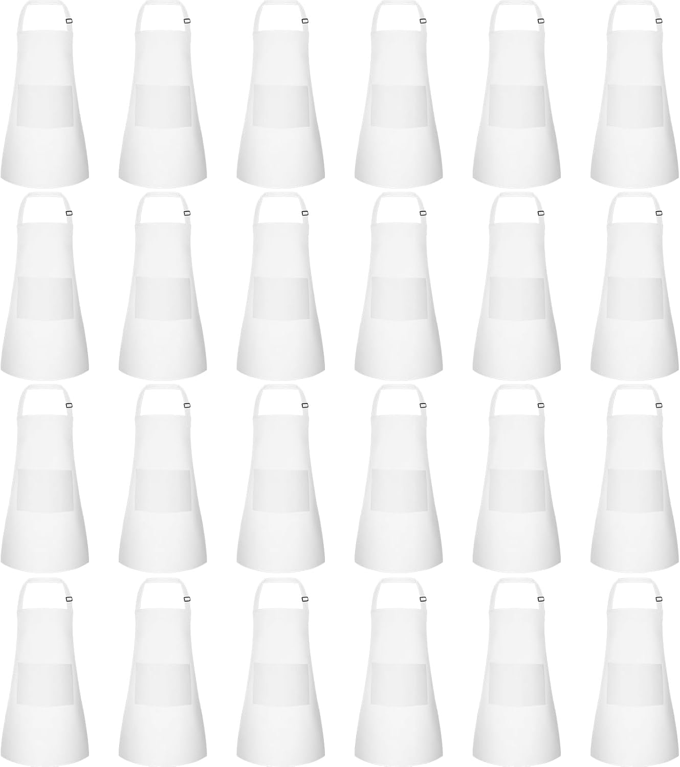 24 Pack Kids Apron bulk with 2 Pockets Adjustable Chef Art Apron Kids Painting Aprons for Cooking Baking Painting Crafting Grilling Activity（White）