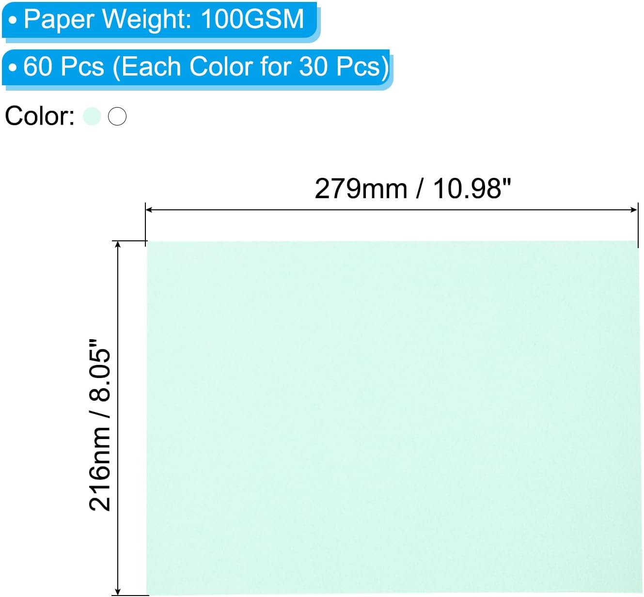 PATIKIL 60 Sheets Vellum Paper 8.5x11inches, Printable Translucent Paper 100GSM Colored for Invitations Laser Inkjet Printing Card Making Crafting Wedding Tracing, Light Blue/White