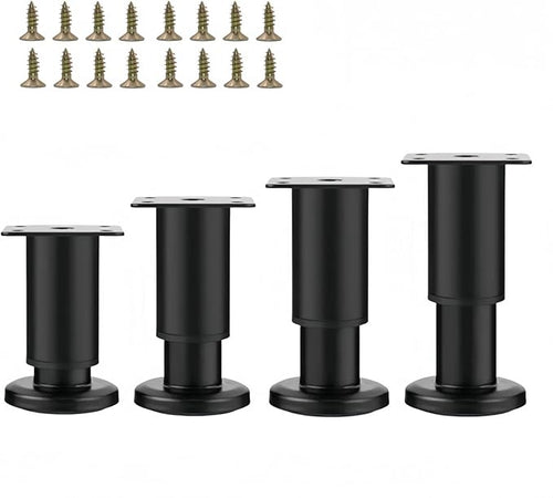 4PCS Adjustable 3.1-4.7 Inch Metal Furniture Legs Black Furniture Replacement by SWTOOL