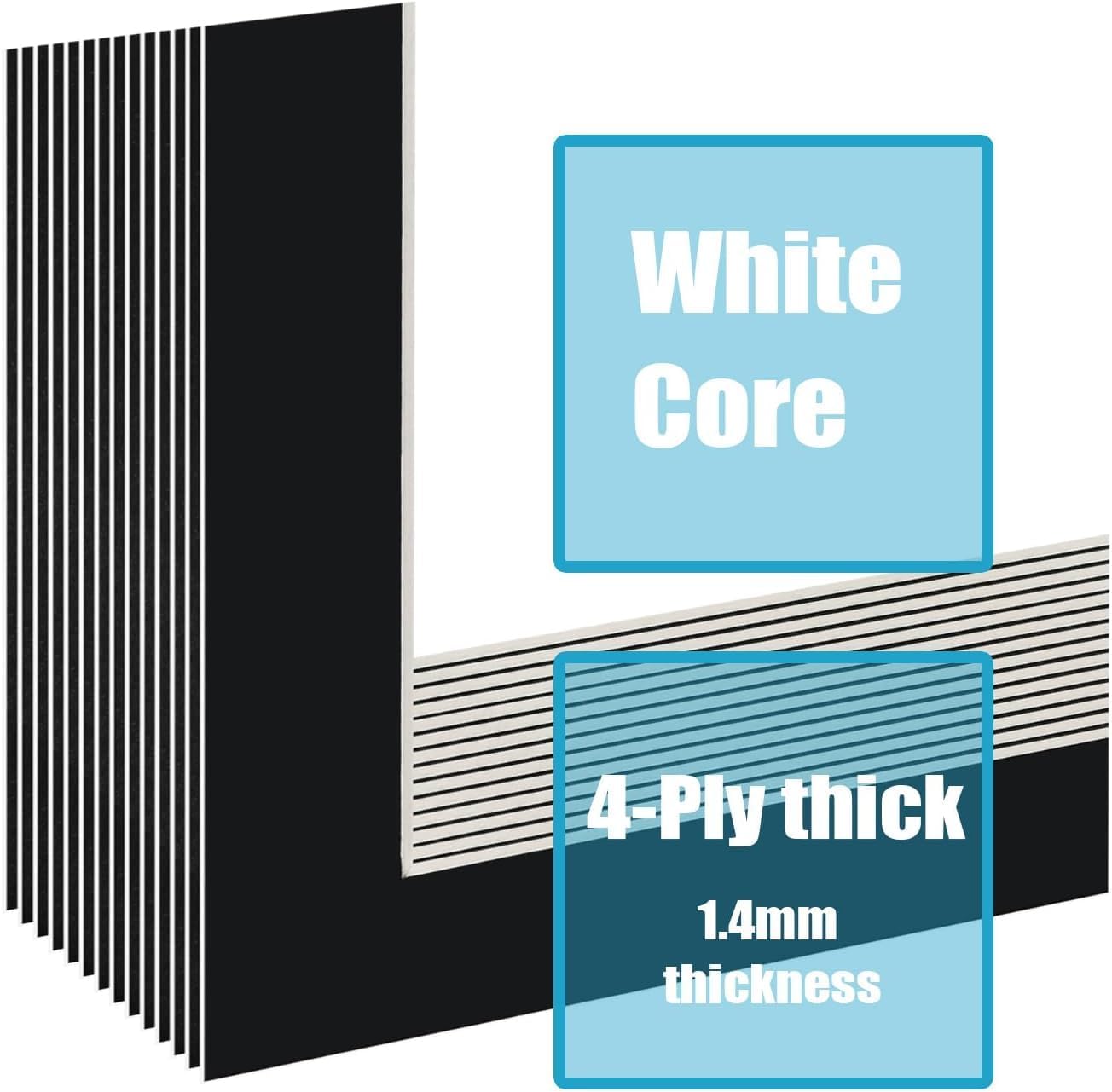 Egofine 5x7 Black Picture Mats Pack of 11, Frame Mattes for 4x6 Pictures, Acid Free, 1.2mm Thickness, with Core Bevel Cut