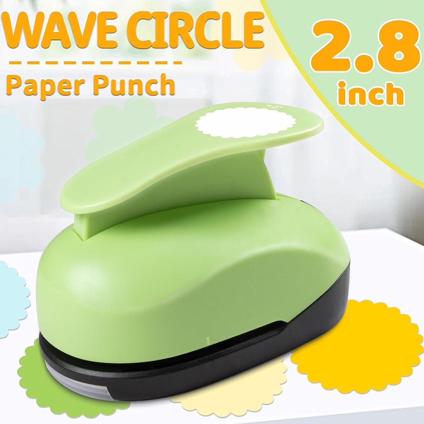 Scalloped Circle Punch, Scalloped Circle Paper Punch, ScallopedHole Punches, Wave Circles Craft Punches, 2.8 Inch Hole Puncher Shape, Wave Circles Puncher for Paper Crafts Scrapbook Card Making