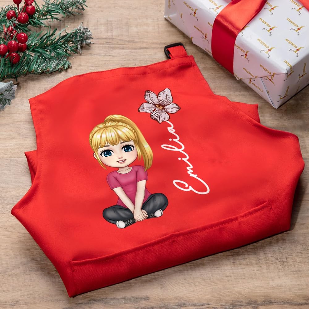 Personalized Kids Chef Hat and Apron, Custom Name Adjustable Cooking Apron for Cooking Baking Painting