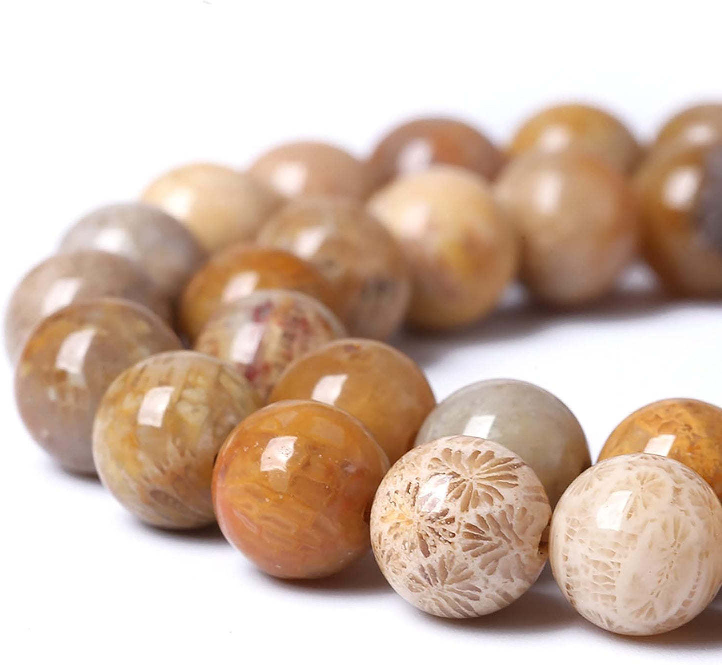 120pcs 6mm Natural Coral Jade Chrysanthemum Stone Beads Round Loose Beads for Jewelry Making,DIY Bracelet Necklace 32" 2 Strands
