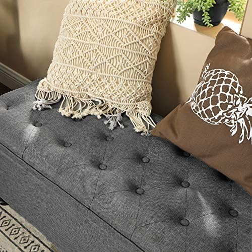 SONGMICS Storage Ottoman, 46.5 Inches Bedroom Bench, Solid Wood Legs - Image 5