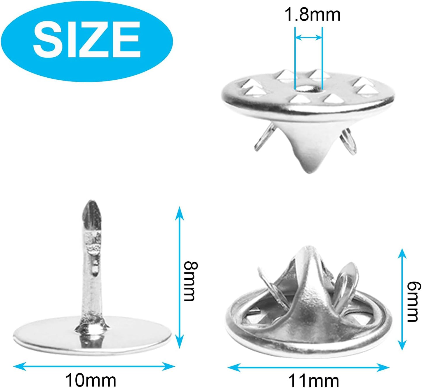 50 Pairs Premium Butterfly Clutch Pin Backs with 8mm Length 10mm Width Blank Pins for DIY Enamel Pins, Jewelry Craft Gifts, or Tie Tack Keeper Replacements (Silver)