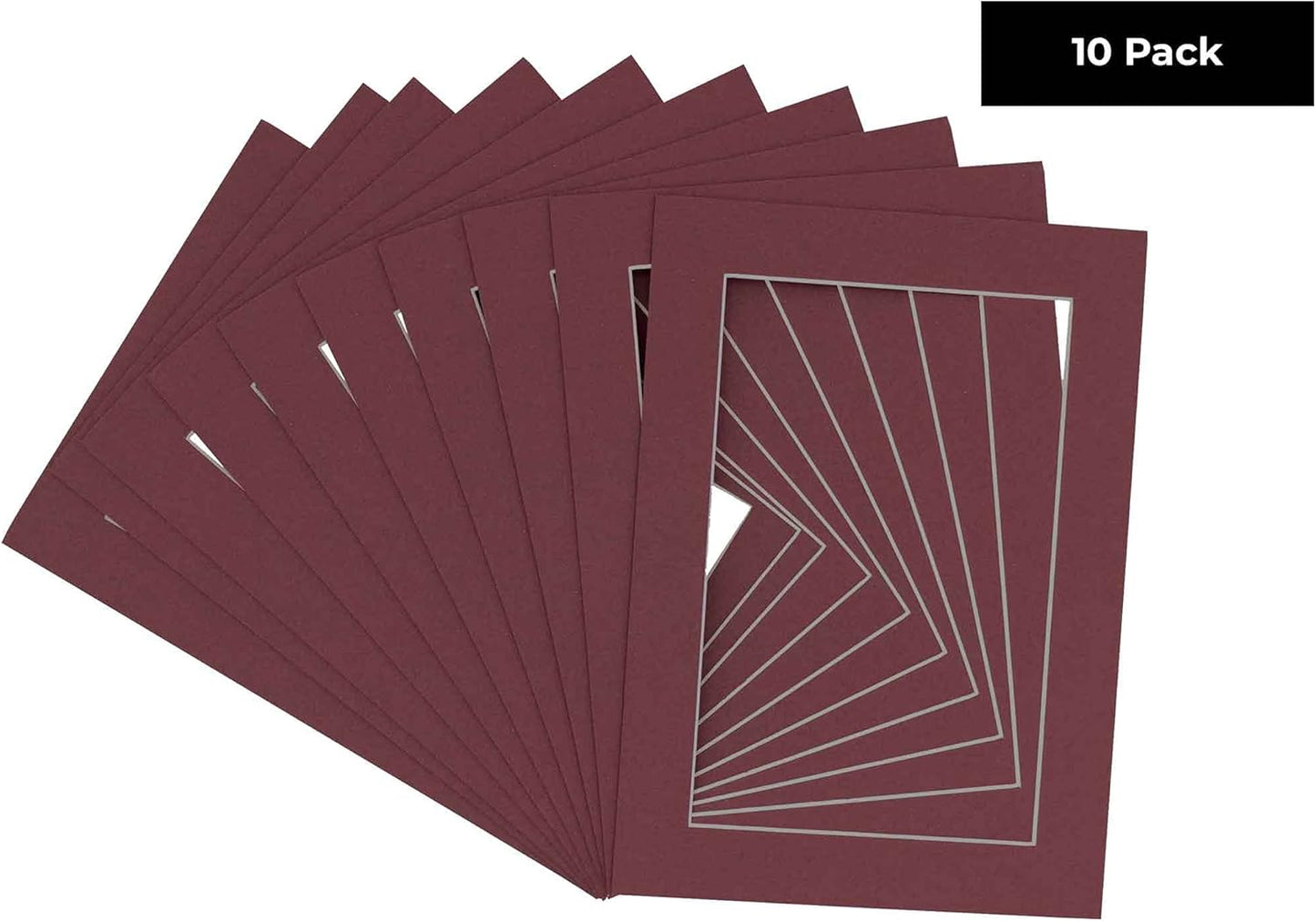 11x14 Mat for 8.5x11 Photo - Precut Maroon Picture Matboard for Frames 11 x 14 Inches - Bevel Cut Matte to Display Art 8.5 x 11 Inches - Acid Free Pack of 10 MATS with Backing Boards & Clear Bags