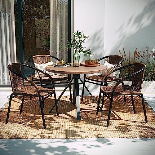Flash Furniture Lila Modern Rattan Indoor/Outdoor Stackable Dining Chairs - Image 2